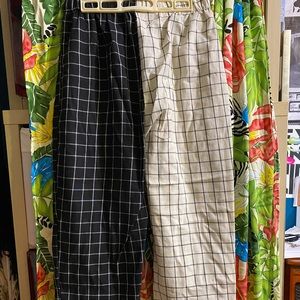 Black and White Split Checkered Trousers